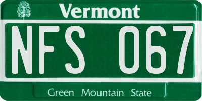 VT license plate NFS067