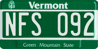 VT license plate NFS092