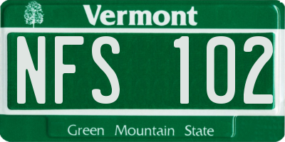 VT license plate NFS102