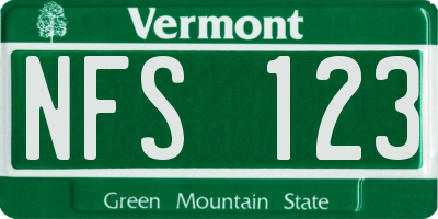VT license plate NFS123