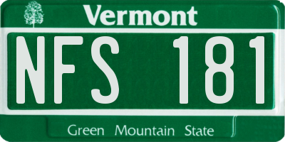 VT license plate NFS181