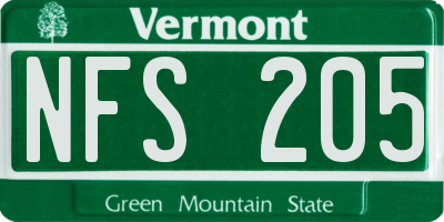VT license plate NFS205
