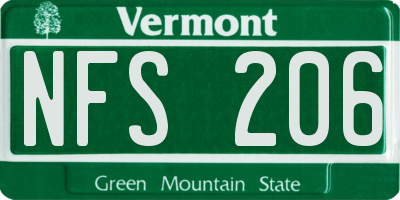 VT license plate NFS206