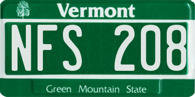 VT license plate NFS208