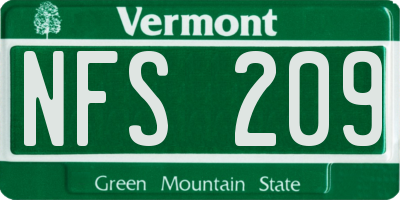 VT license plate NFS209