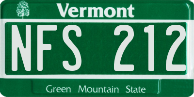 VT license plate NFS212