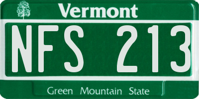 VT license plate NFS213