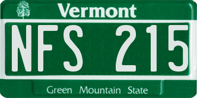 VT license plate NFS215