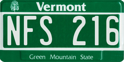 VT license plate NFS216