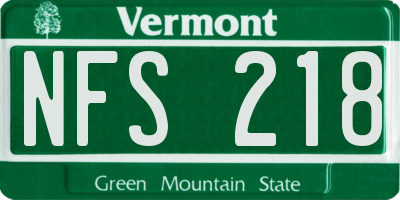 VT license plate NFS218