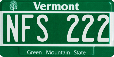 VT license plate NFS222