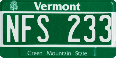 VT license plate NFS233
