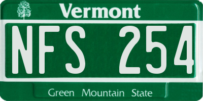 VT license plate NFS254
