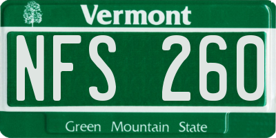 VT license plate NFS260