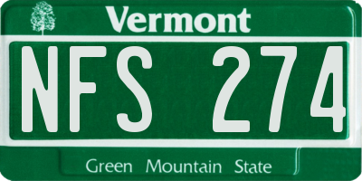 VT license plate NFS274