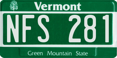 VT license plate NFS281