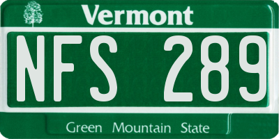 VT license plate NFS289