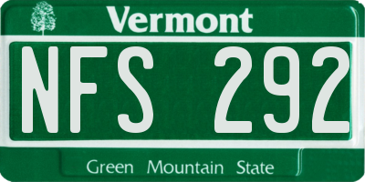 VT license plate NFS292