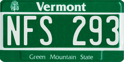 VT license plate NFS293