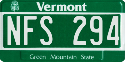 VT license plate NFS294