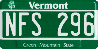 VT license plate NFS296