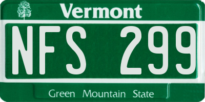 VT license plate NFS299