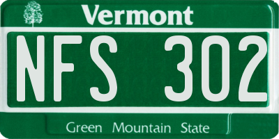 VT license plate NFS302