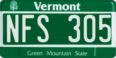 VT license plate NFS305
