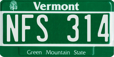 VT license plate NFS314