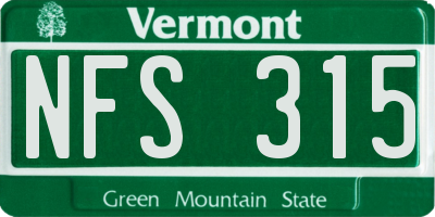 VT license plate NFS315