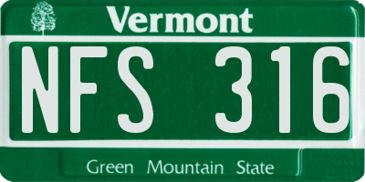 VT license plate NFS316