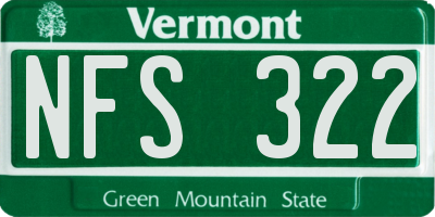 VT license plate NFS322
