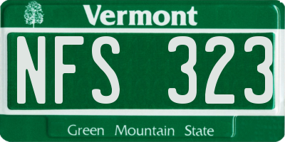 VT license plate NFS323