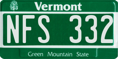 VT license plate NFS332