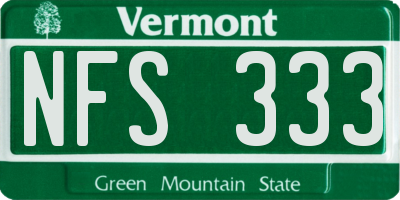 VT license plate NFS333