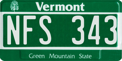 VT license plate NFS343