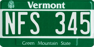 VT license plate NFS345