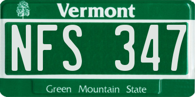 VT license plate NFS347