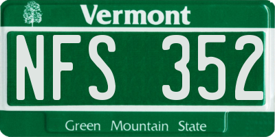 VT license plate NFS352