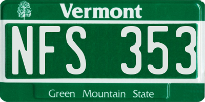 VT license plate NFS353