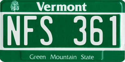 VT license plate NFS361