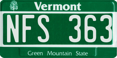 VT license plate NFS363