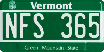 VT license plate NFS365