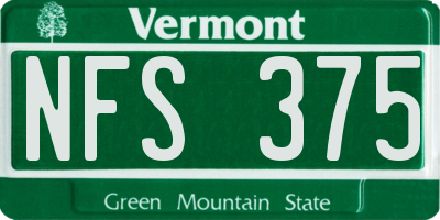 VT license plate NFS375