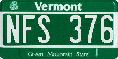 VT license plate NFS376
