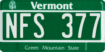 VT license plate NFS377