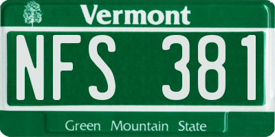 VT license plate NFS381