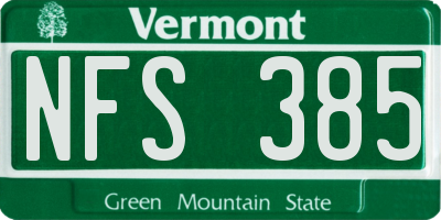 VT license plate NFS385