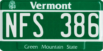 VT license plate NFS386