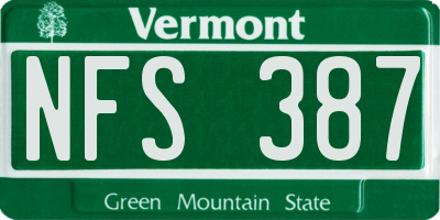 VT license plate NFS387